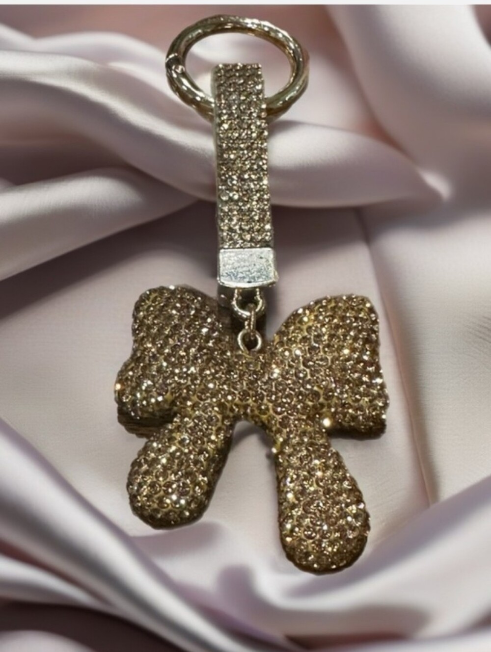 Sparkling Rhinestone Bling Bow ๐ Keychain - Bag Charm (Gold ๐) - Picture 2 of 2